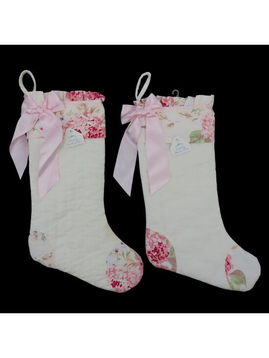 Simply Shabby Chic Other - Simply Shabby Chic Pair of 2 Pink Floral Ruffle Christmas Stockings Holiday Xmas